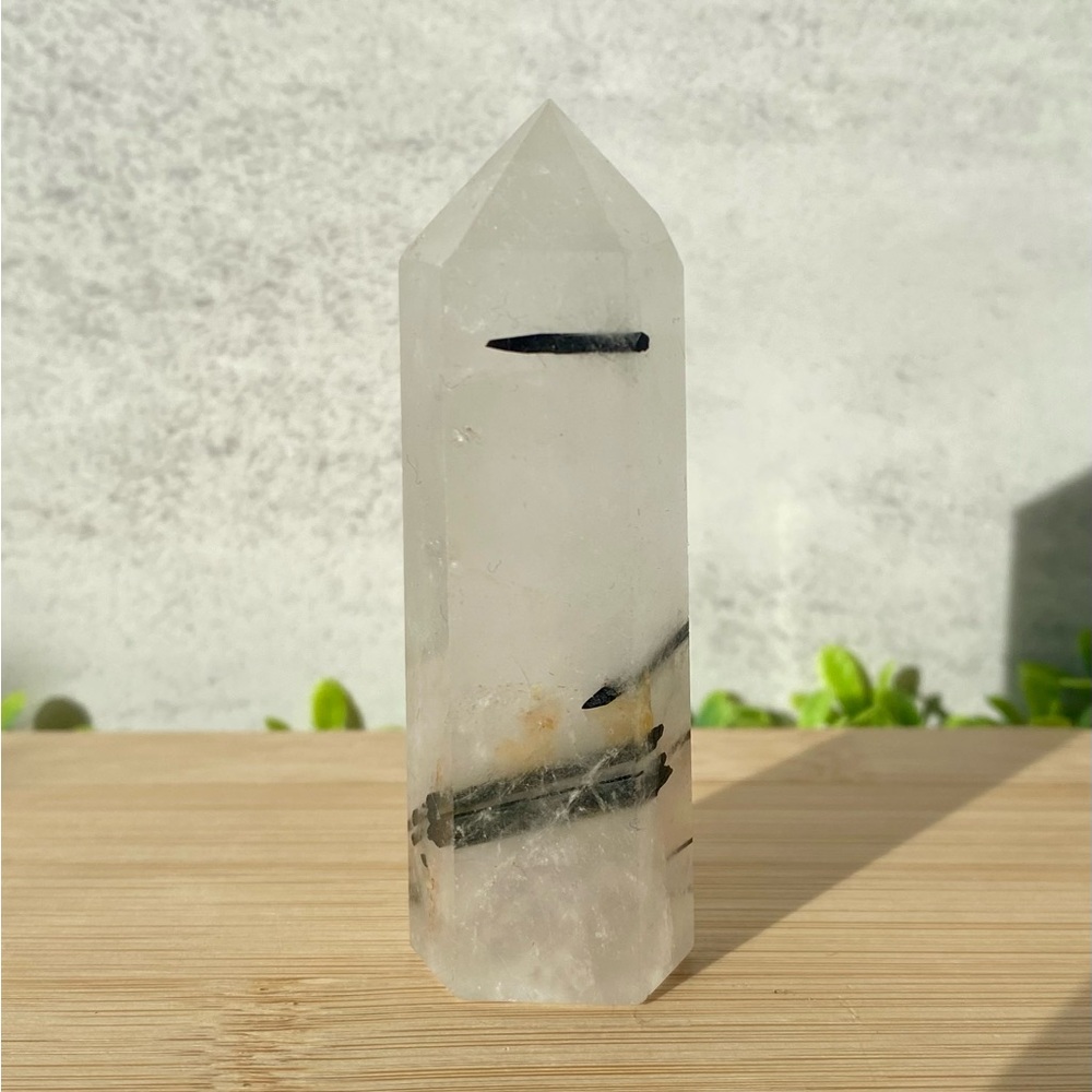 Black Tourmaline in Quartz Tower